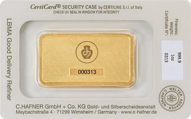 1 troy ounce goudbaar C.Hafner