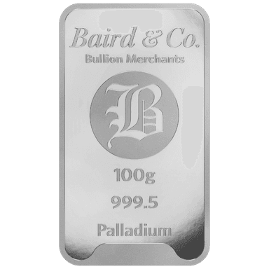 100 gram palladiumbaar LBMA