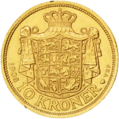 Gouden 10 Kroner munt Denemarken