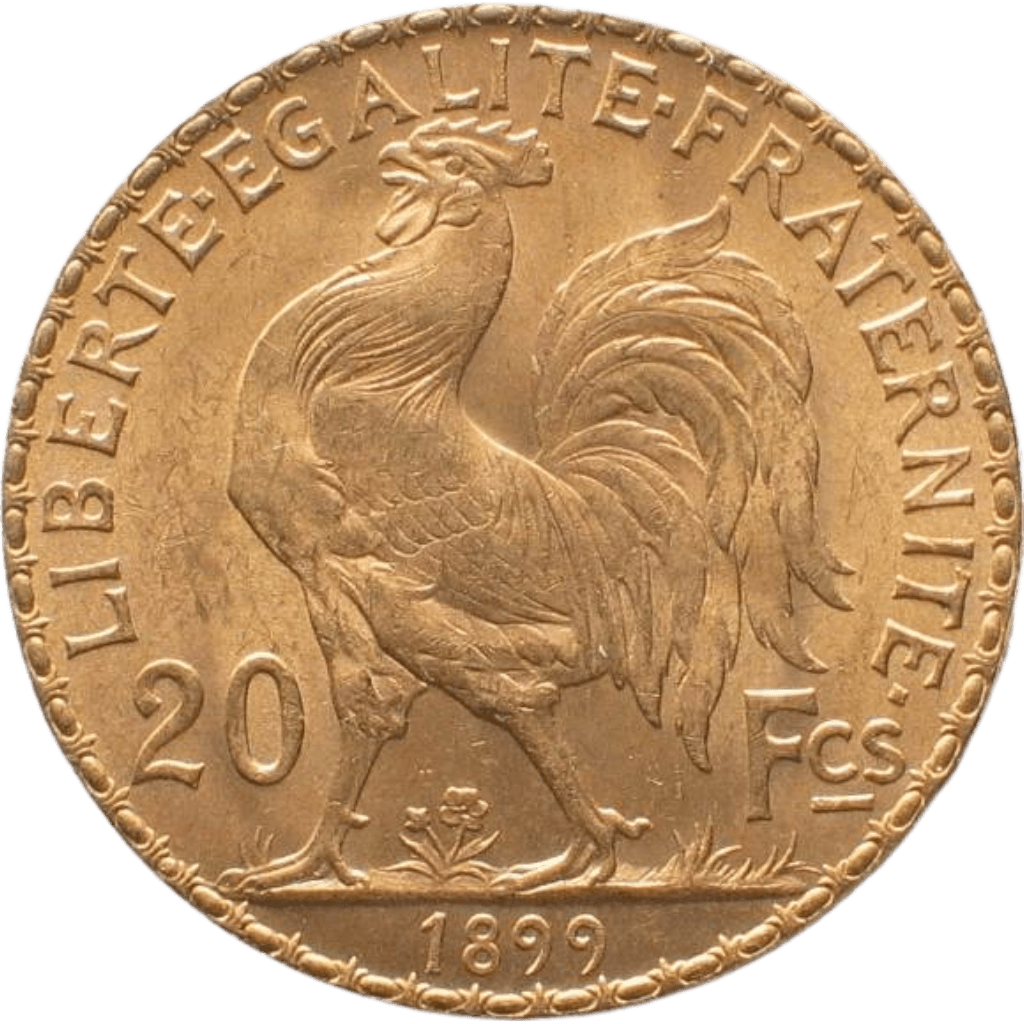 Gouden 20 Franc munt Frankrijk Marianne Rooster