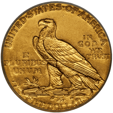 Gouden 5 dollar half indian head munt