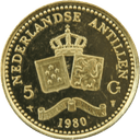 Gouden 5 gulden munt Nederlandse Antillen 1