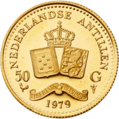Gouden 50 gulden munt Nederlandse Antillen