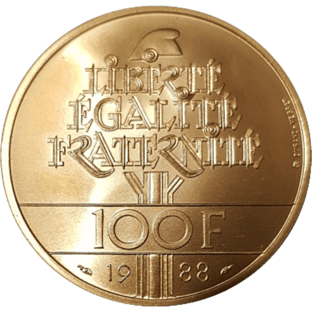 Gouden 100 Franc munt Frankrijk 1988