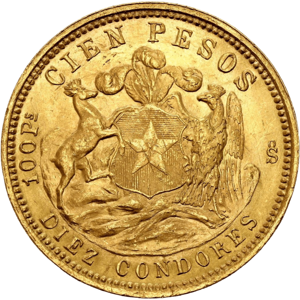 Gouden Liberty 100 Pesos munt Chili