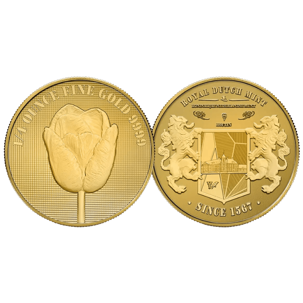Gouden Nederlandse tulp munt 1/4 troy ounce