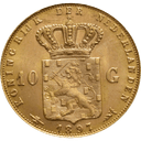 Gouden tientje Wilhelmina hangend haar 1