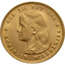 Gouden tientje Wilhelmina hangend haar 1