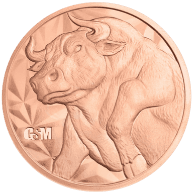 Koperen Bull & Bear munt 1 ounce