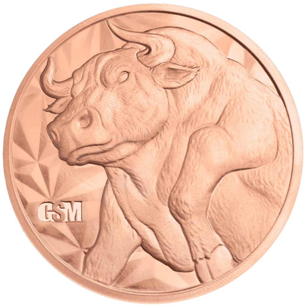 Koperen Bull & Bear munt 1 ounce