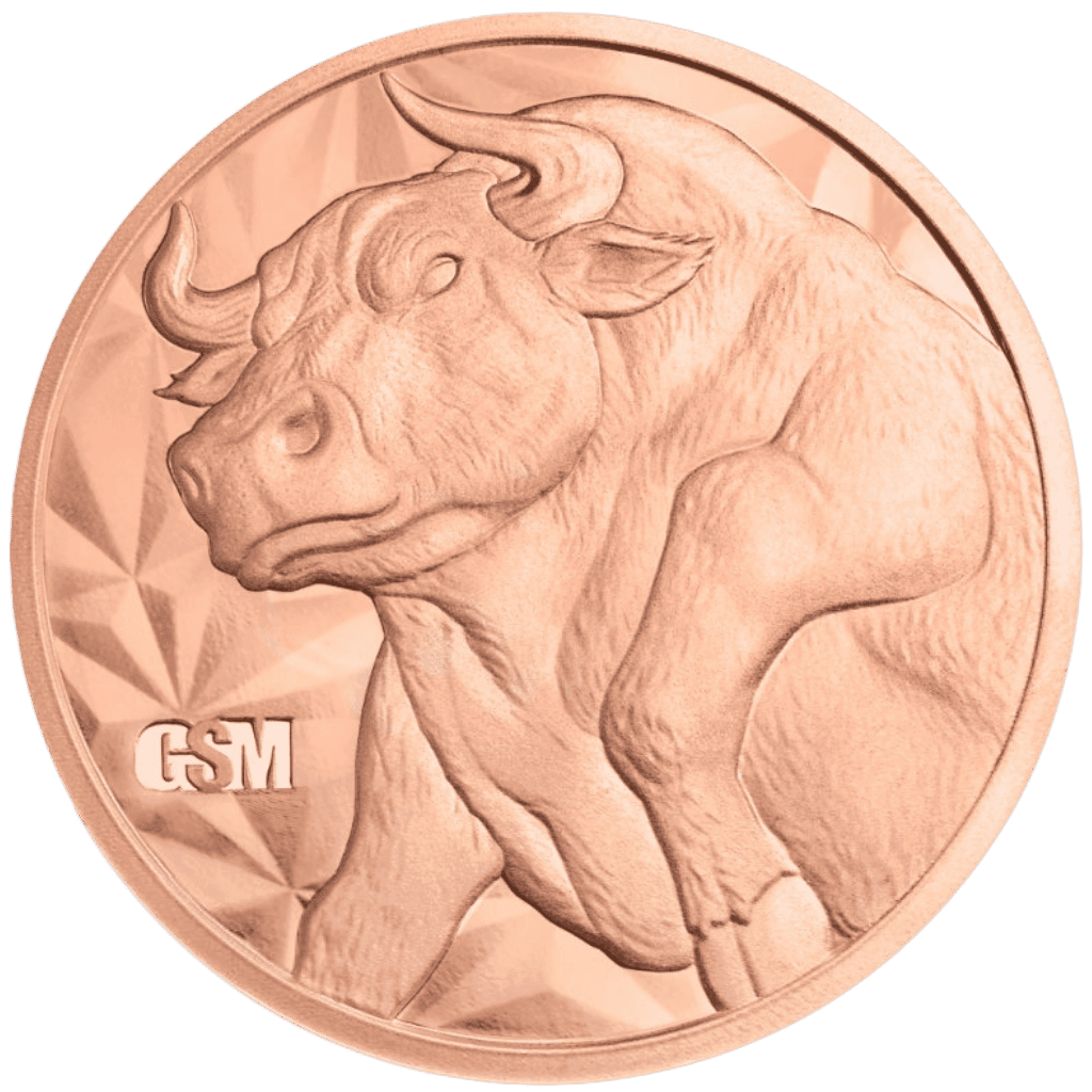 Koperen Bull & Bear munt 1 ounce