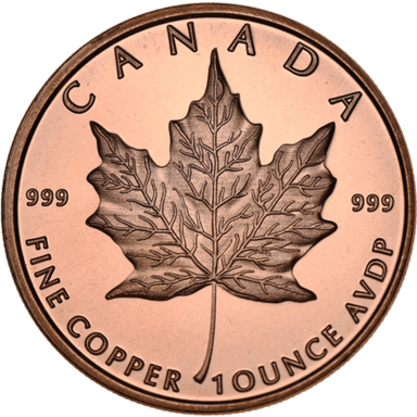 Koperen Maple Leaf munt 1 troy ounce