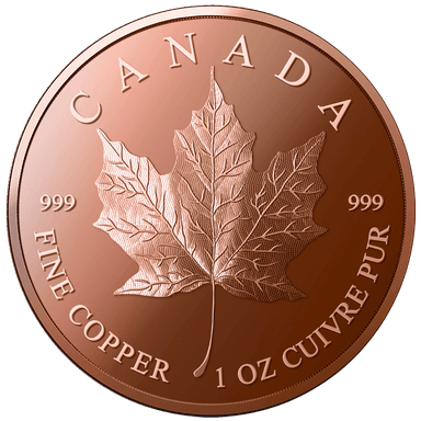 Koperen Maple Leaf munt 1 troy ounce