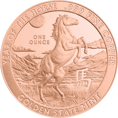 Koperen Year of the horse munt 1 ounce