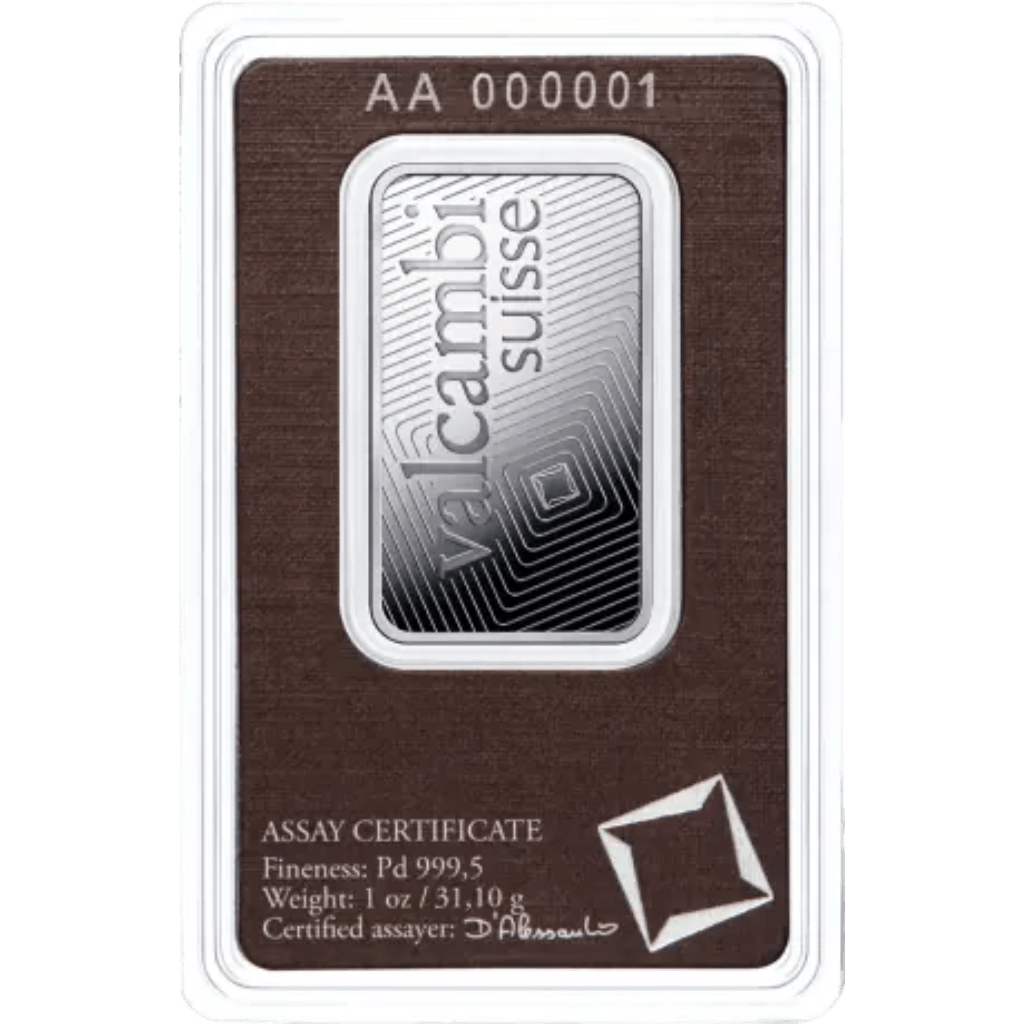 Valcambi palladiumbaar 1 troy ounce