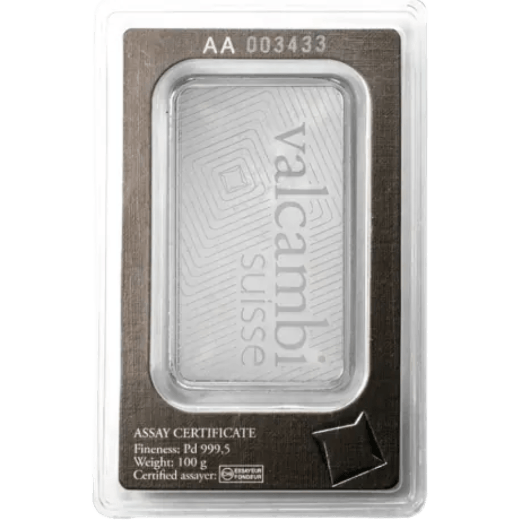 Valcambi palladiumbaar 100 gram