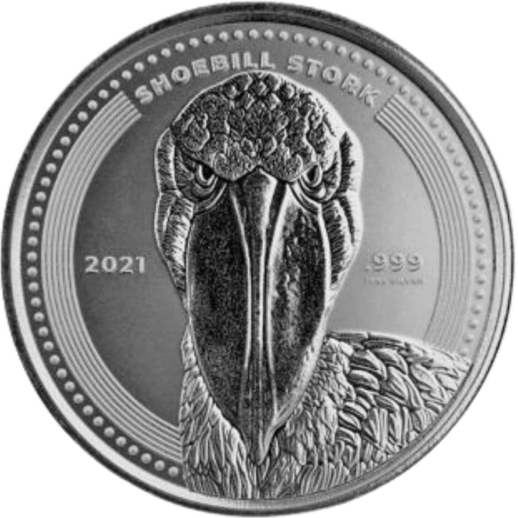 Zilveren Shoebill Stork munt 1 troy ounce