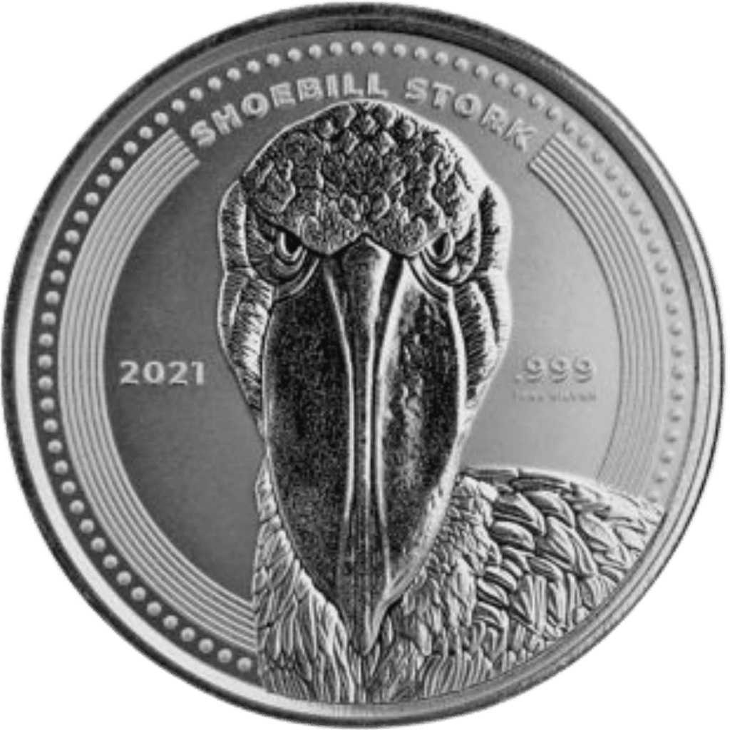 Zilveren Shoebill Stork munt 1 troy ounce