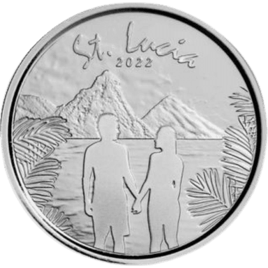Zilveren St. Lucia Couple munt 1 troy ounce