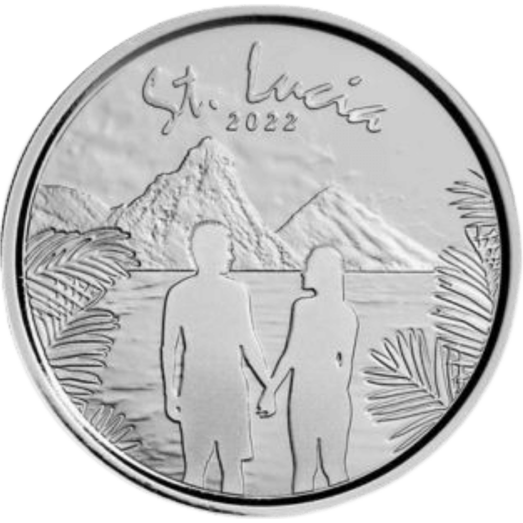 Zilveren St. Lucia Couple munt 1 troy ounce