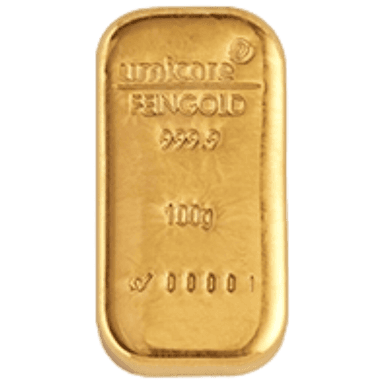 Umicore goudbaar 100 gram casted