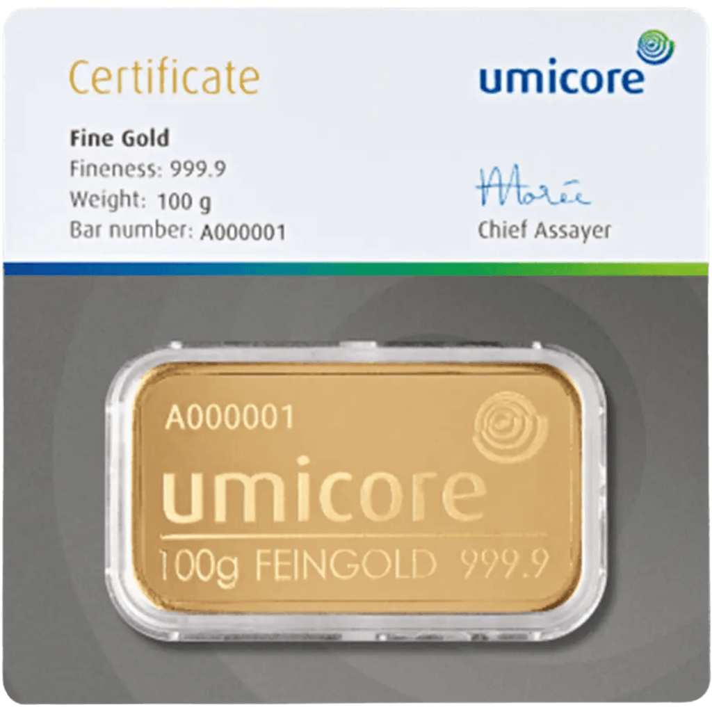 Umicore goudbaar 100 gram