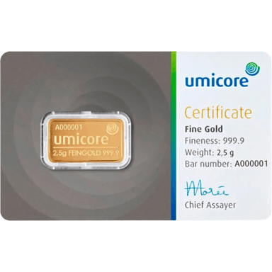 Umicore goudbaar 2,5 gram
