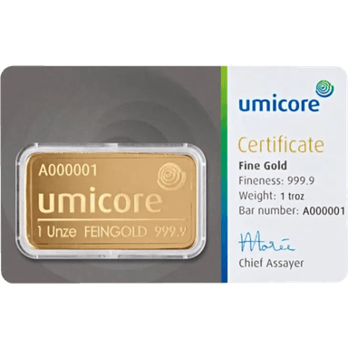 Umicore goudbaar 1 troy ounce