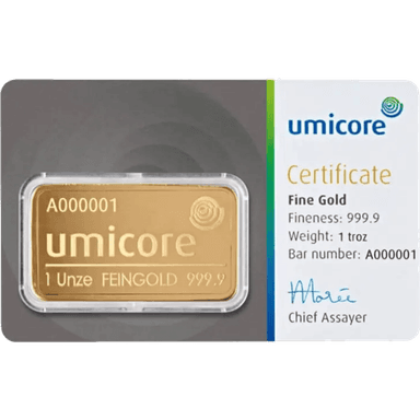 1 troy ounce goudbaar Umicore