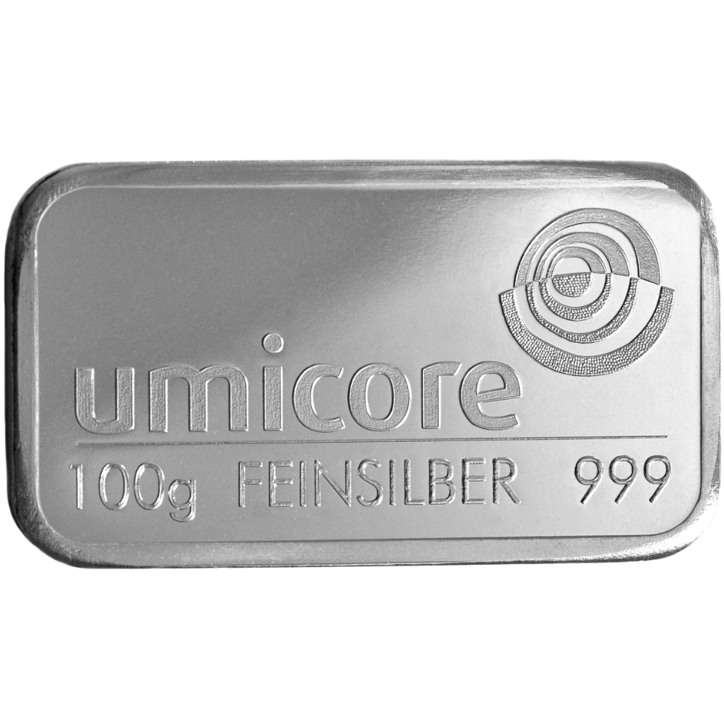 Umicore zilverbaar 100 gram