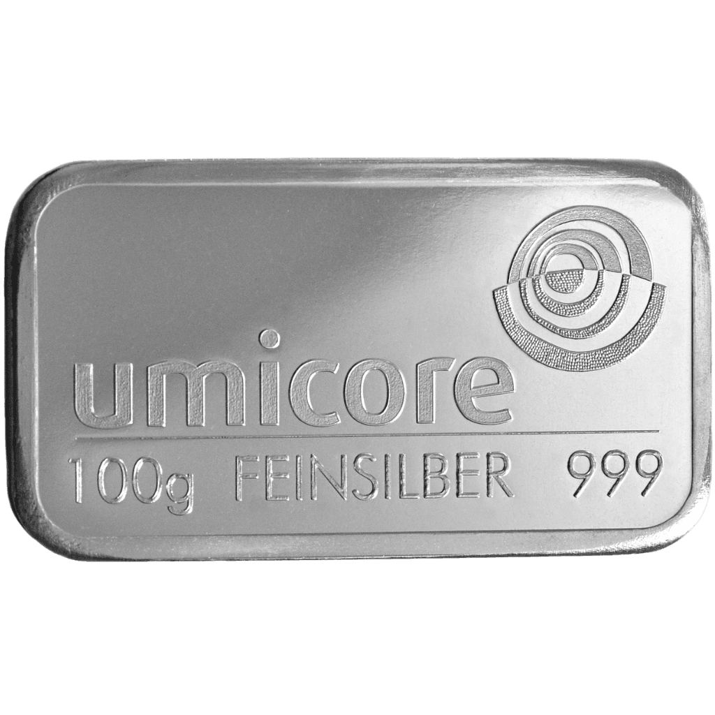 Umicore zilverbaar 100 gram