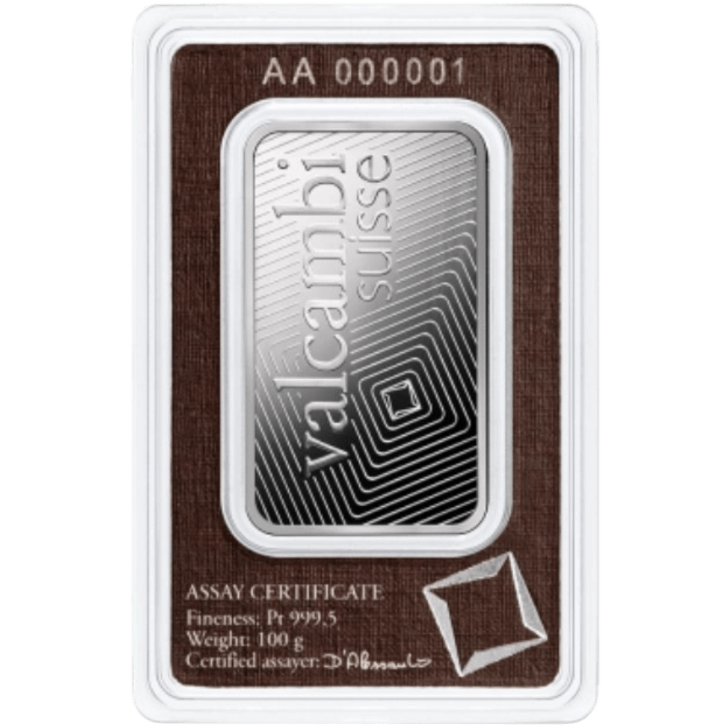 Valcambi platinabaar 100 gram