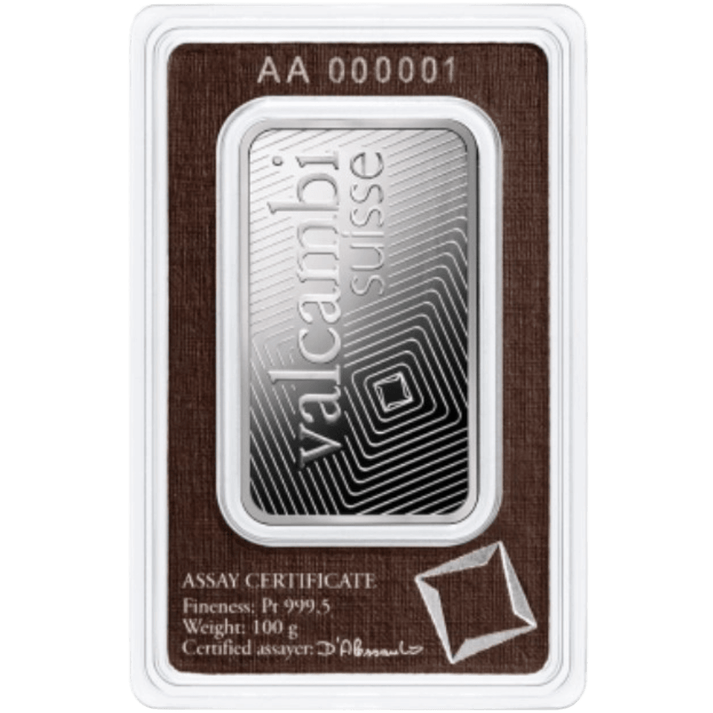 Valcambi platinabaar 100 gram