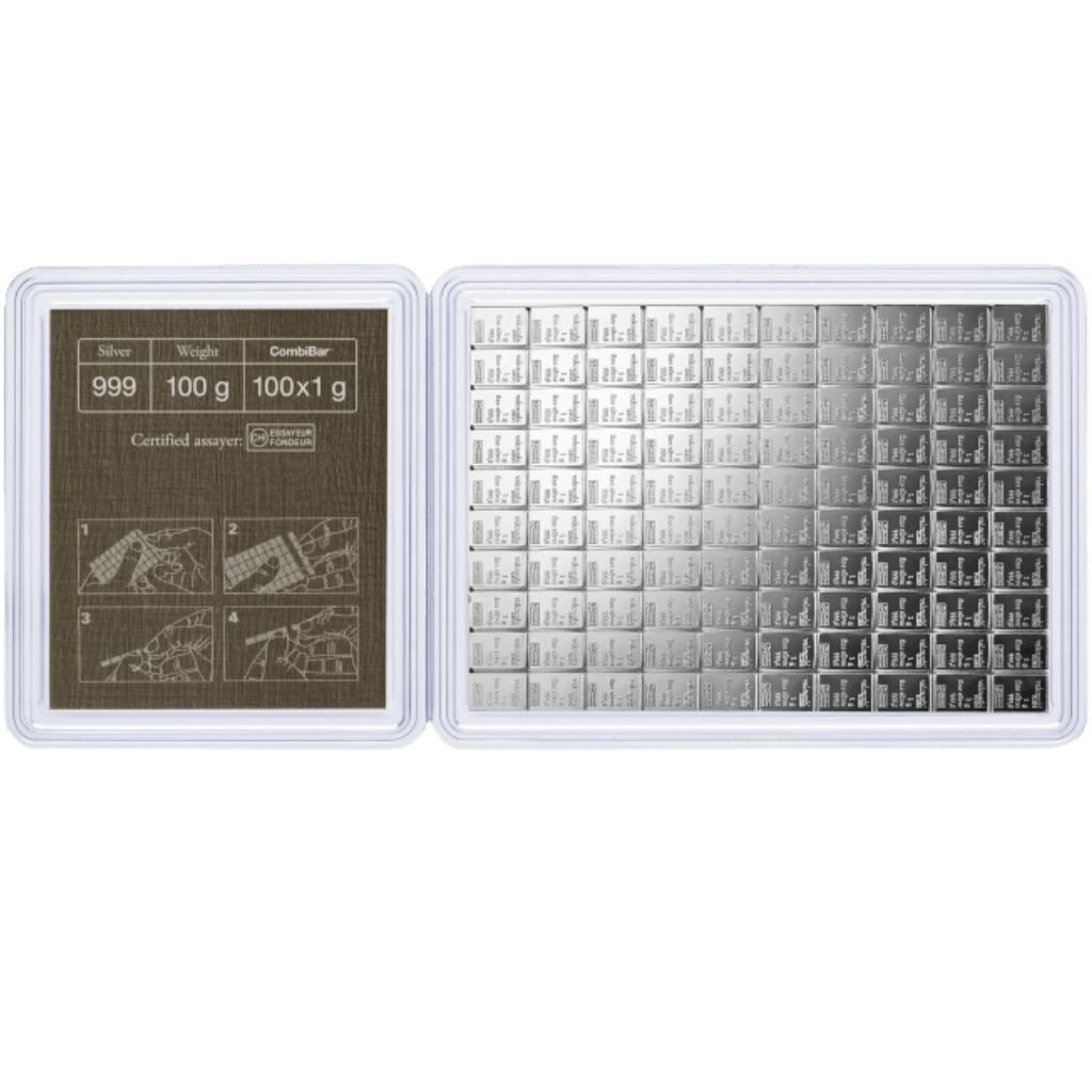 Valcambi CombiBar 100 x 1 gram zilver