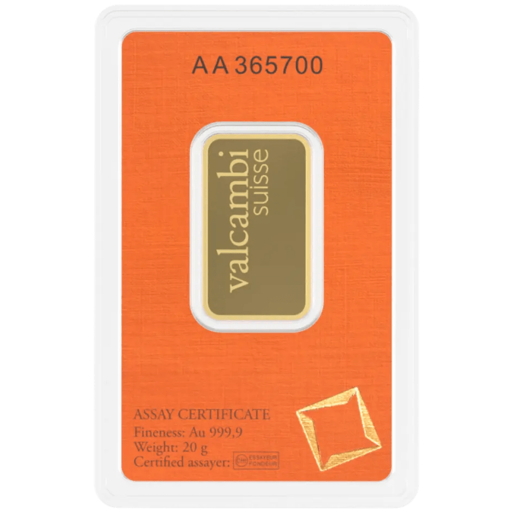 Valcambi goudbaar 20 gram