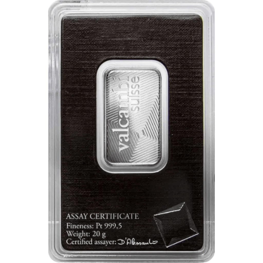 Valcambi platinabaar 20 gram