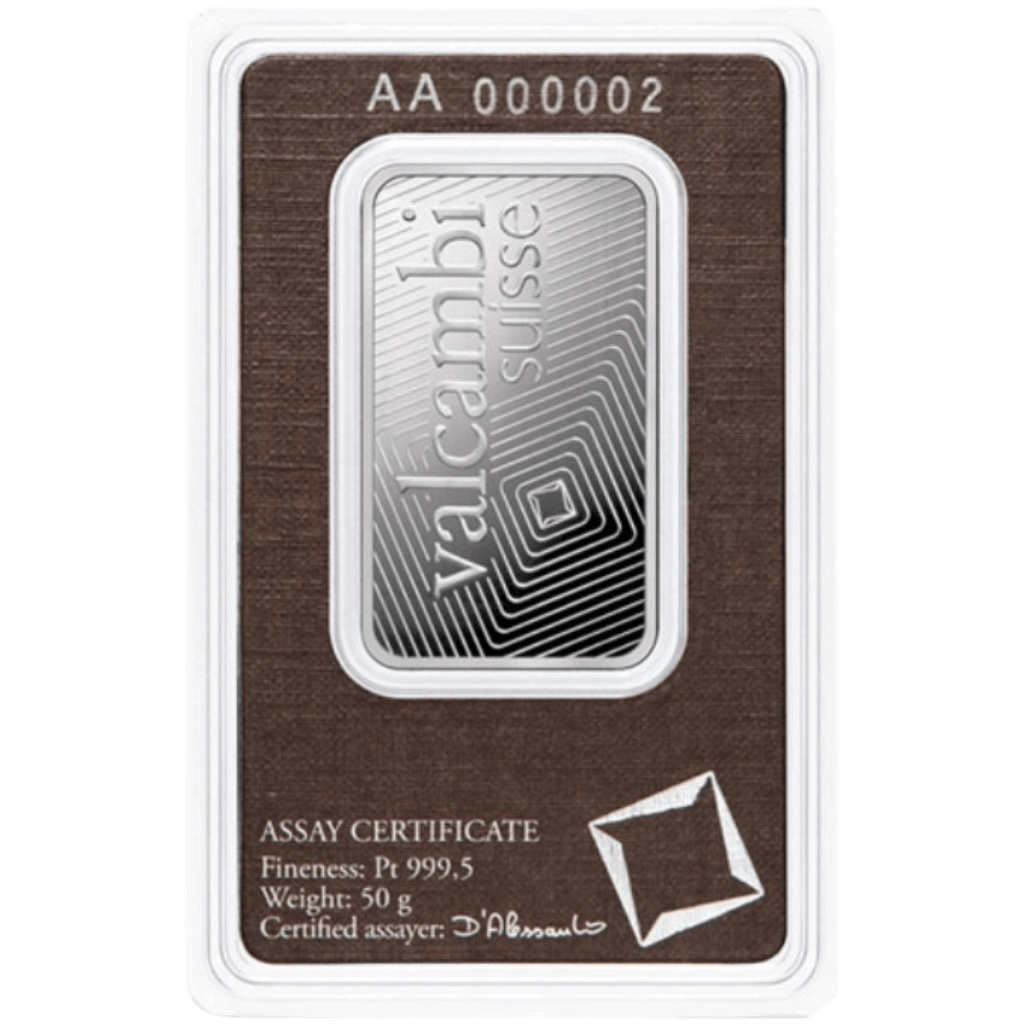 Valcambi platinabaar 50 gram