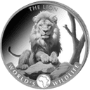 Zilveren World's Wildlife Lion munt 1 troy ounce munt 1