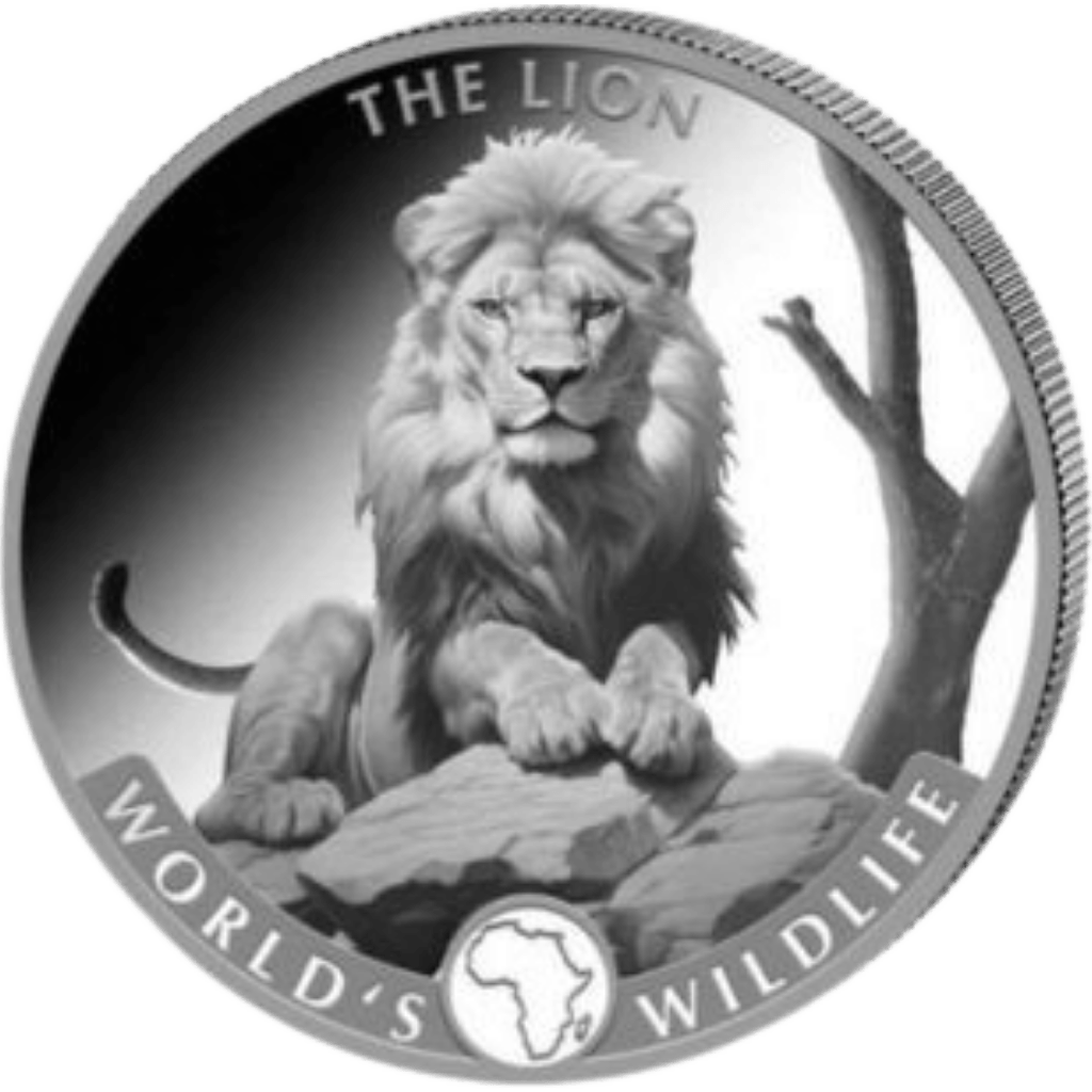 Zilveren World's Wildlife Lion munt 1 troy ounce munt