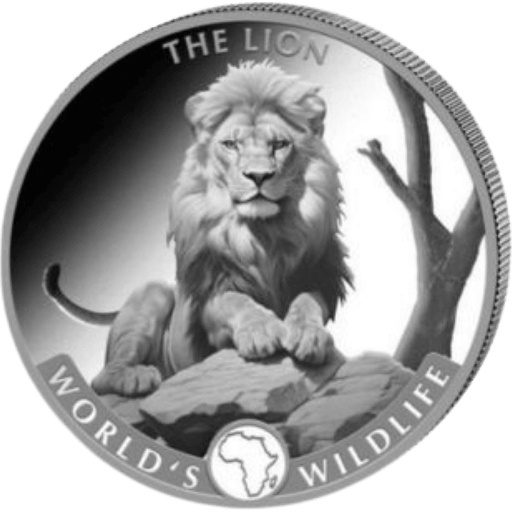Zilveren World's Wildlife Lion munt 1 troy ounce munt