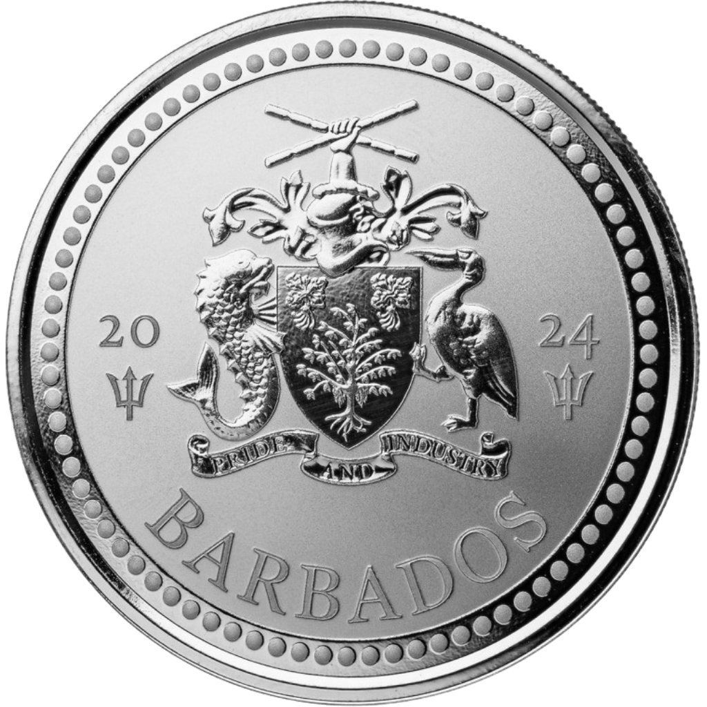 Zilveren Barbados Trident munt 1 troy ounce