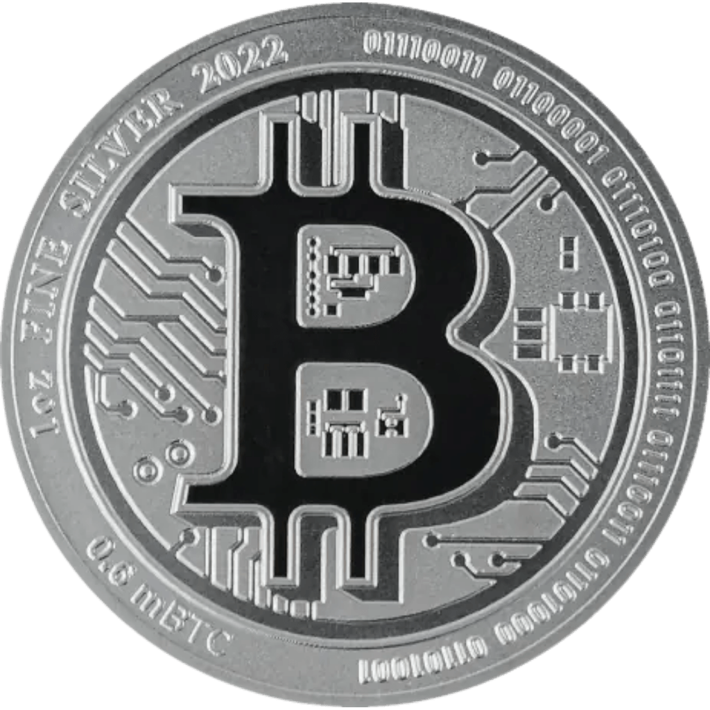Zilveren Bitcoin munt 1 troy ounce