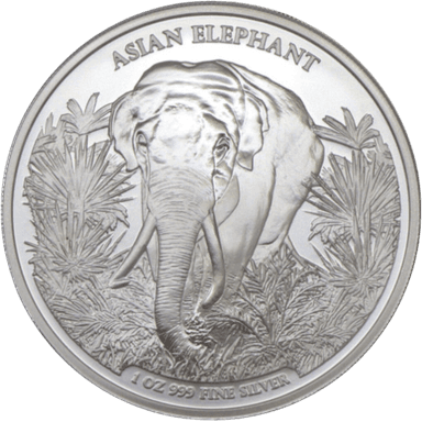 Zilveren Cambodia Elephant munt 1 troy ounce