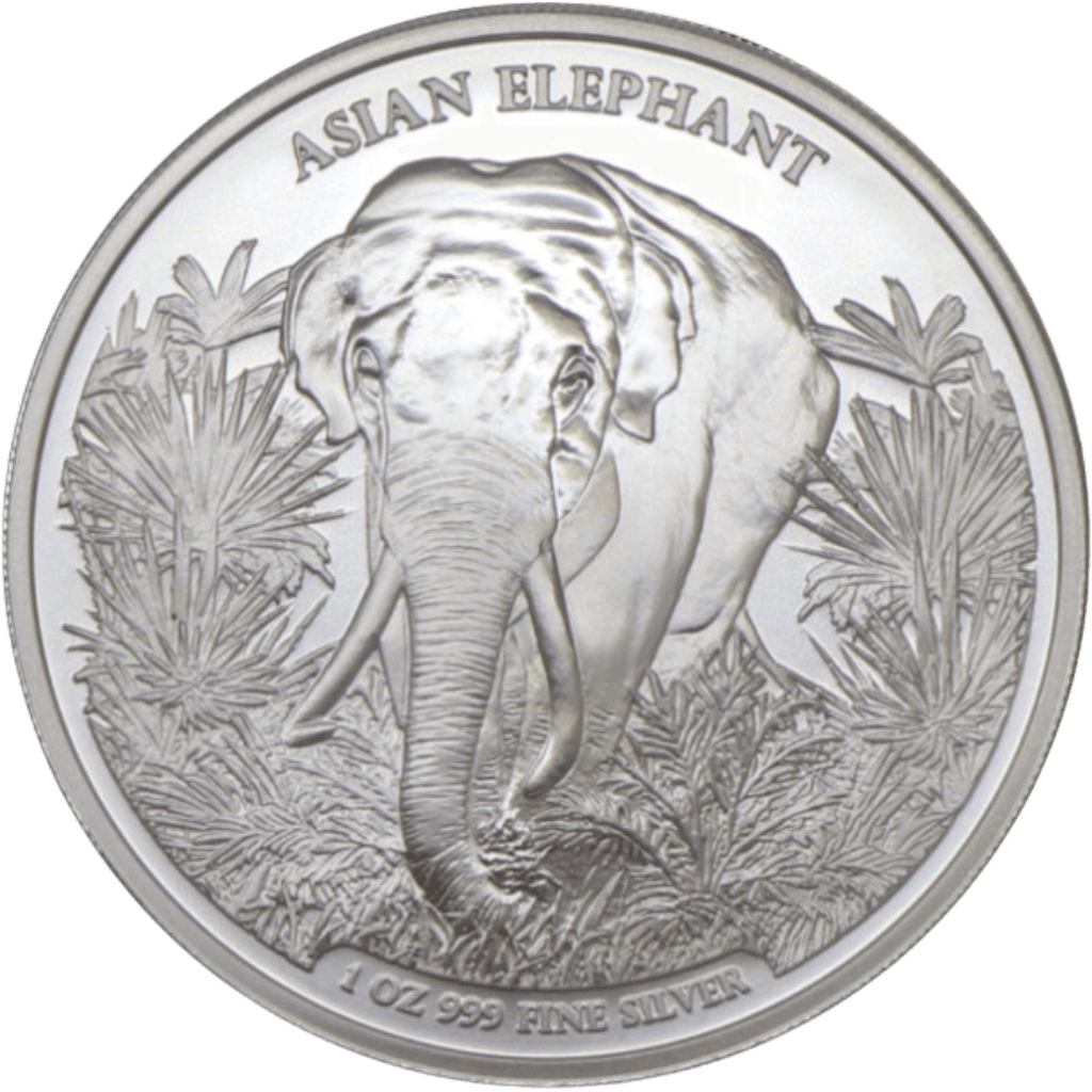 Zilveren Cambodia Elephant munt 1 troy ounce