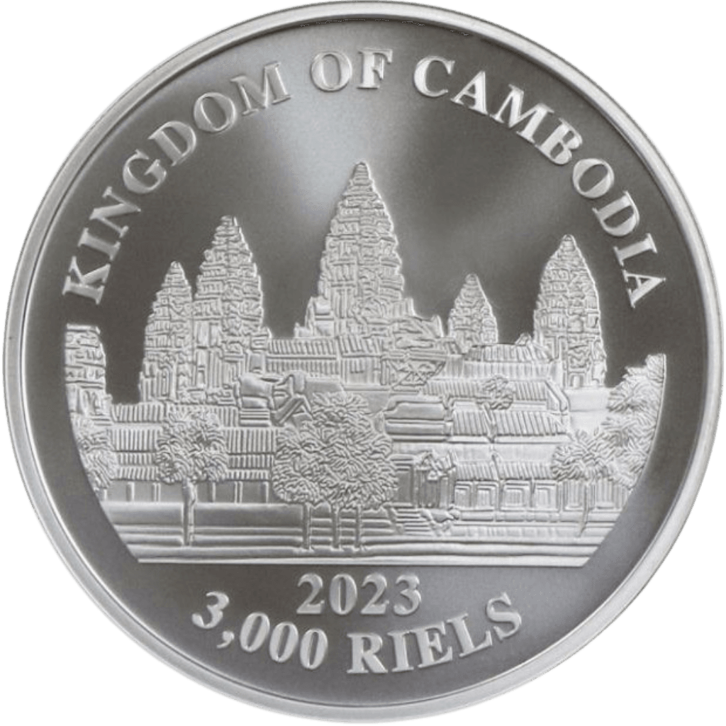 Zilveren Cambodia Elephant munt 1 troy ounce
