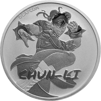 Zilveren Chun-Li Street Fighter munt 1 troy ounce