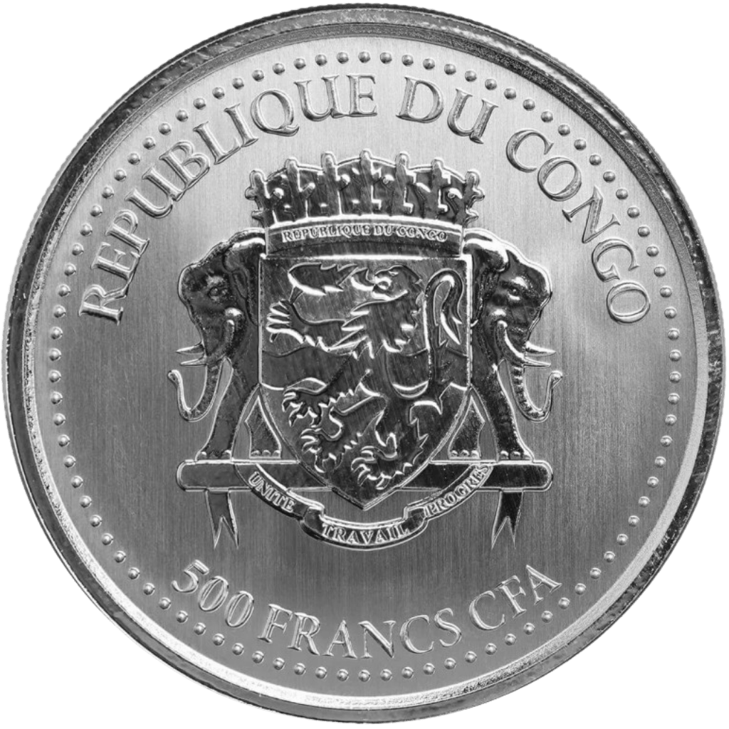 Zilveren Congo Silverback Gorilla munt 1 troy ounce