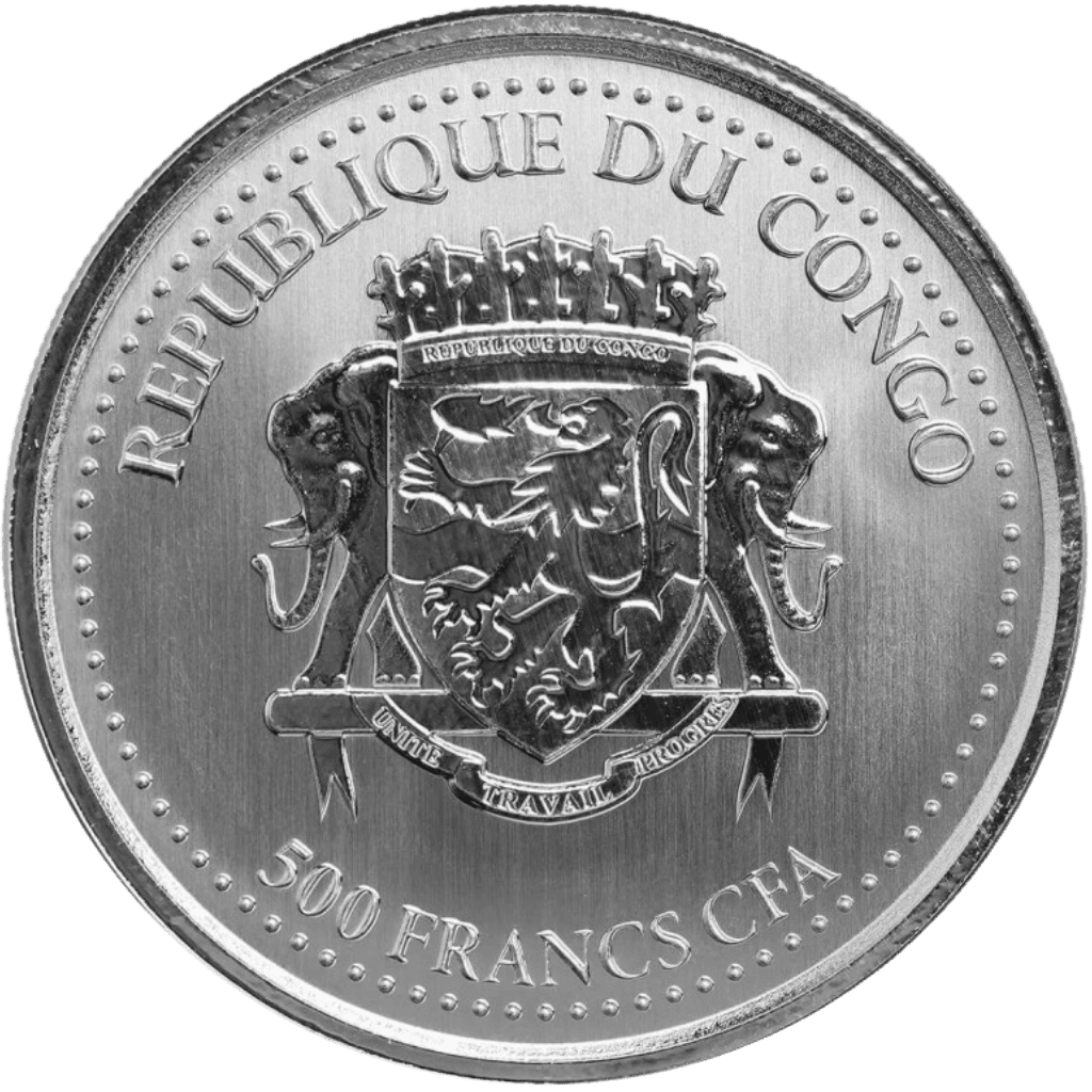 Zilveren Congo Silverback Gorilla munt 1 troy ounce