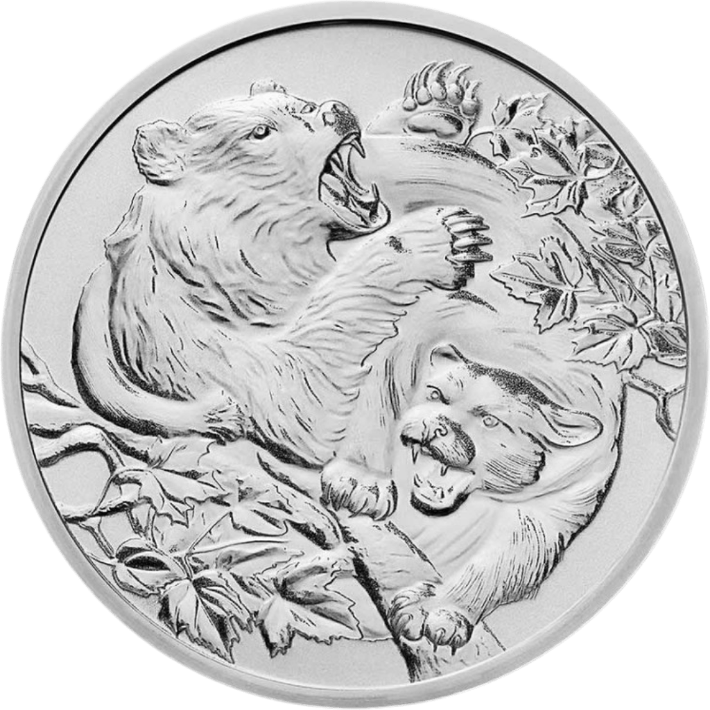 Zilveren Cougar vs Bear munt 1 troy ounce