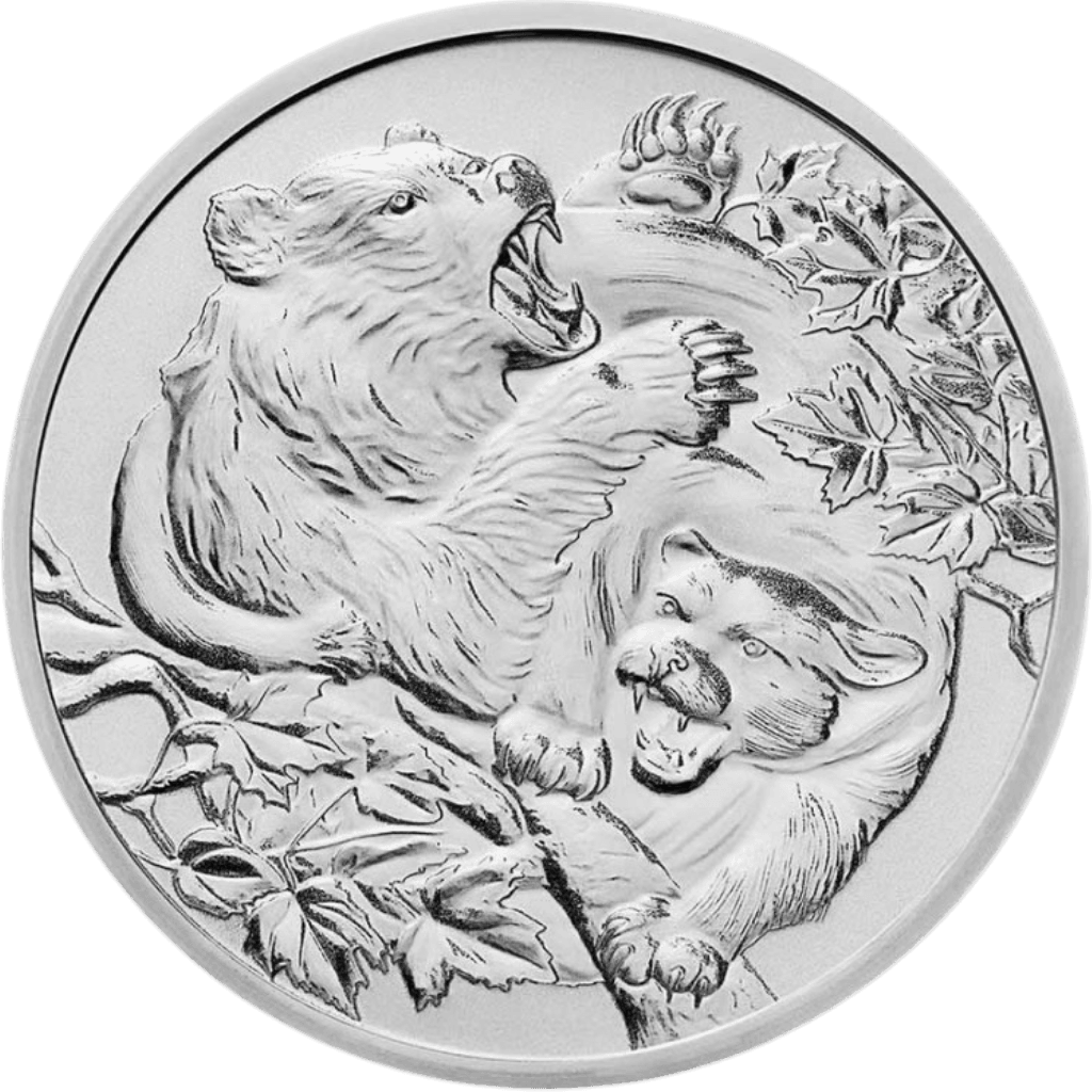 Zilveren Cougar vs Bear munt 1 troy ounce